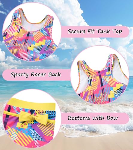 Image of Belovecol Girls Swimsuits 2Pcs Tankini Bathing Suit 4-16Y Bra Pads for 12Y+