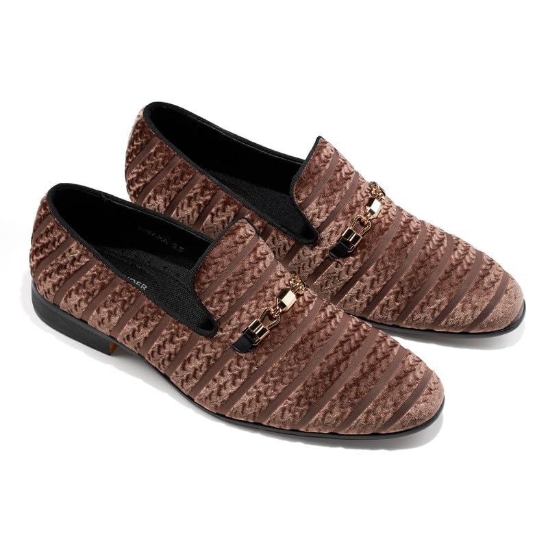 Mens Dress Velvet Shoes Dress Loafers Velvet Slip on for Men - Vintage Fashion Velvet Dress Shoes for Mens - with & Elegant Gold Buckle2
