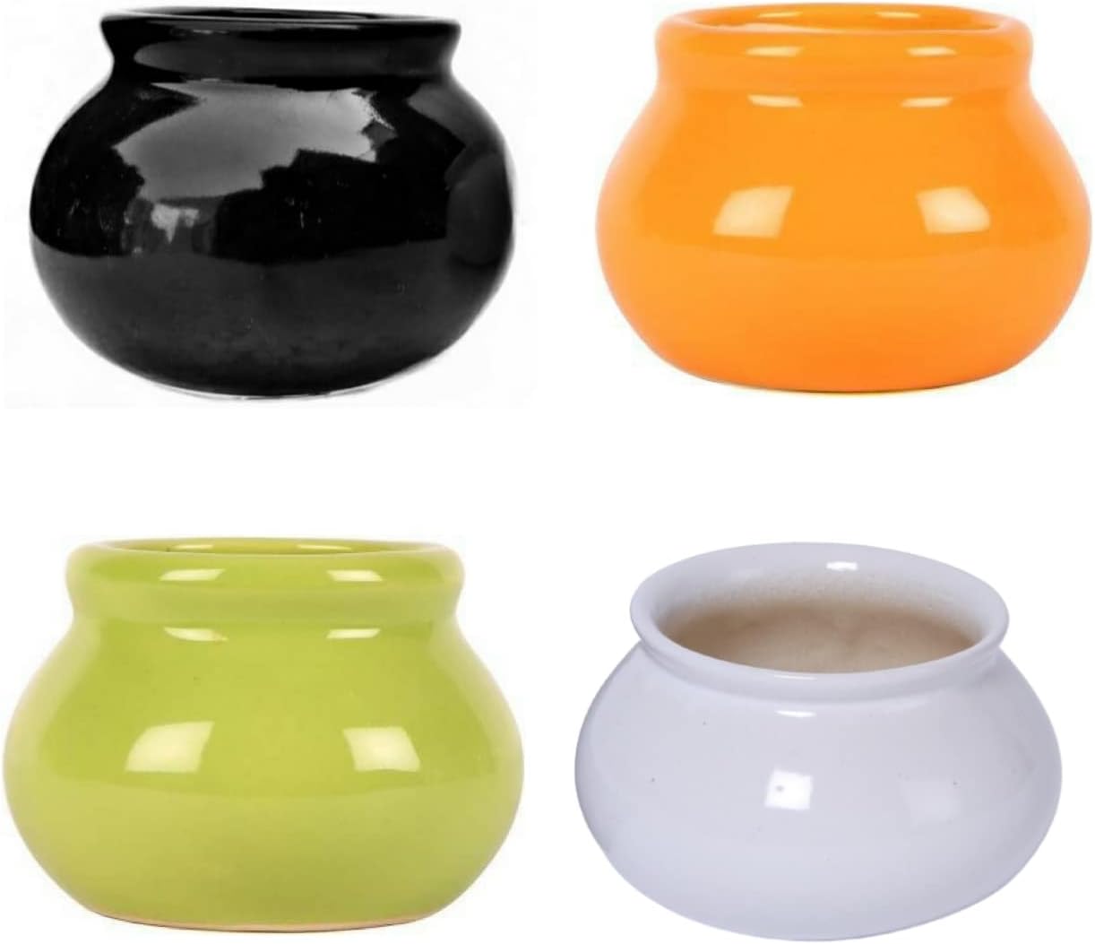 luminescence Ceramic Matki Shaped Planter/Container Set & Vases for Indoor Planter,Size (7.5 x 7.5 x 7.5) CM, Multicolour Color, Pack of 4
