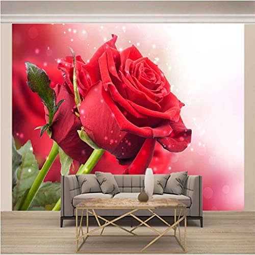 Affiche murale géante fleur rouge et trompe l'oeil moderne - 3