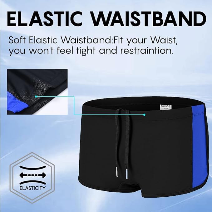 Mens Square Leg Swim Briefs Drawstring Tight Swim Trunks Boxer Swimsuit Bathing Suit Swimwear Shorts for Men4
