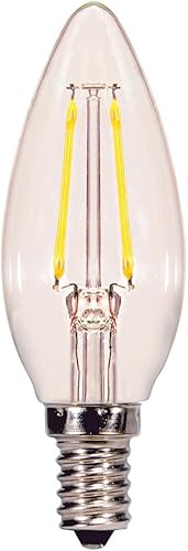 Satco Bombilla LED de filamento B11 E12 (candelabro), color blanco suave, equivalente a 25 W, 2 unidades