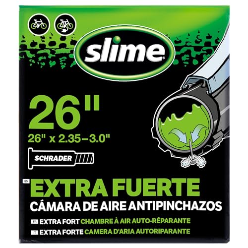 Slime 30096 Cámara de Aire para Bicicleta, Antipinchazos, con Sellante Slime, Sellado Autónomo, Prevenir y Reparar, Válvula Schrader, 26' x 2.35-3.0'
