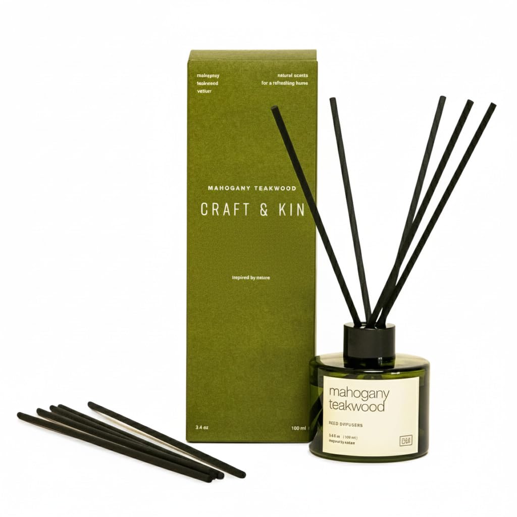 Reed Diffuser Set Oakwood, Mahogany & Vetiver, Reed Diffusers for Home, Fragrance Diffuser Sticks, Oil Diffuser Sticks, Oil Diffuser with Sticks, Reed Diffuser for Men