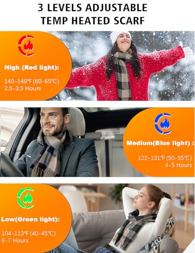 Heated Scarf Electric Heating Neck Scarf with Rechargeable Battery Fashion Plaid for Women Men in Winter2