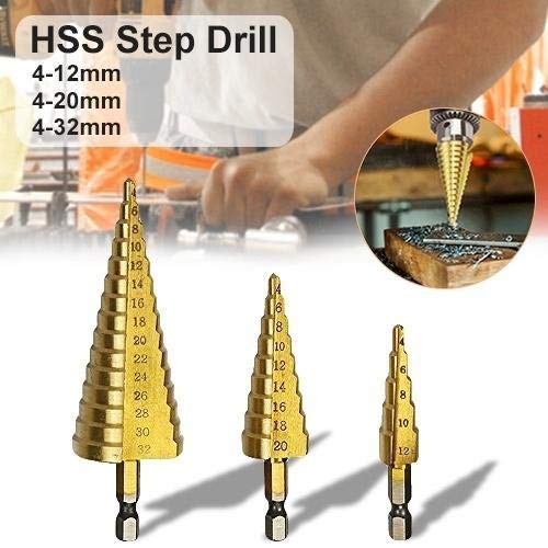 MMWld Warrior Power Tool 3X Large HSS Steel Step Cone Drill Titanium