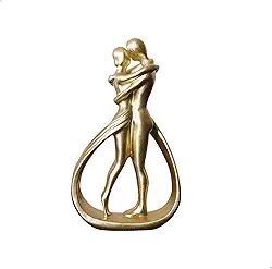 Estátua dourada Embrace Lovers para presente de casamento, aniversário e dia dos namorados, decoração de casa, escultura de abraço para prateleiras e sala de estar
