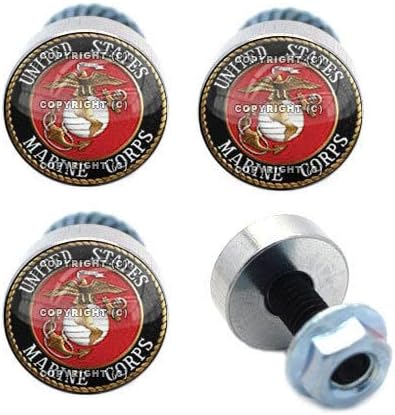 4 Billet Marines License Plate Frame Bolts - Motorcycle Custom Tag Fastener Style-9856-5763