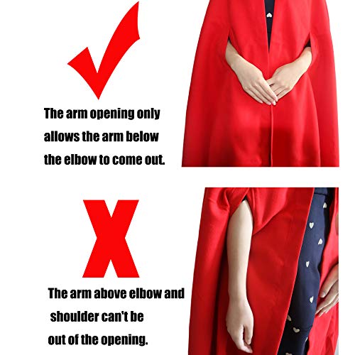Winter Cape for Women Warm Red Cloak with Hood Wool Blend Poncho Cape Jacket4