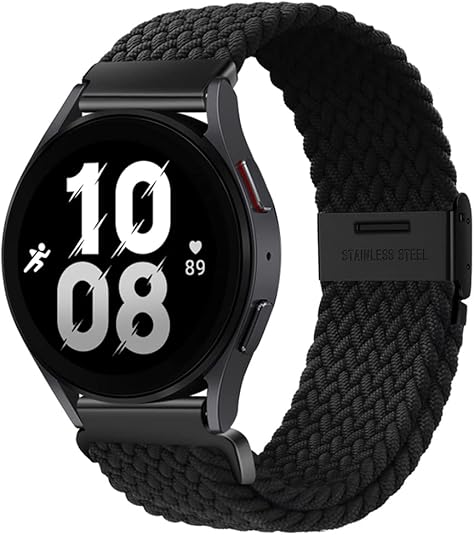 20mm Sport Loop Band Compatible With Samsung Galaxy Watch 7 6 5 4 40mm 44mm/Watch 5 Pro 45mm/Galaxy Watch 4 6 Classic 42mm 46mm 43mm 47mm/Watch 3 41mm/Active 2 Nylon Braided Strap for Women Men