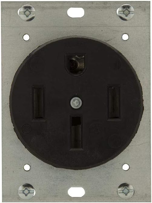Flush Mount 50A 125/250V Power Receptacle, Black