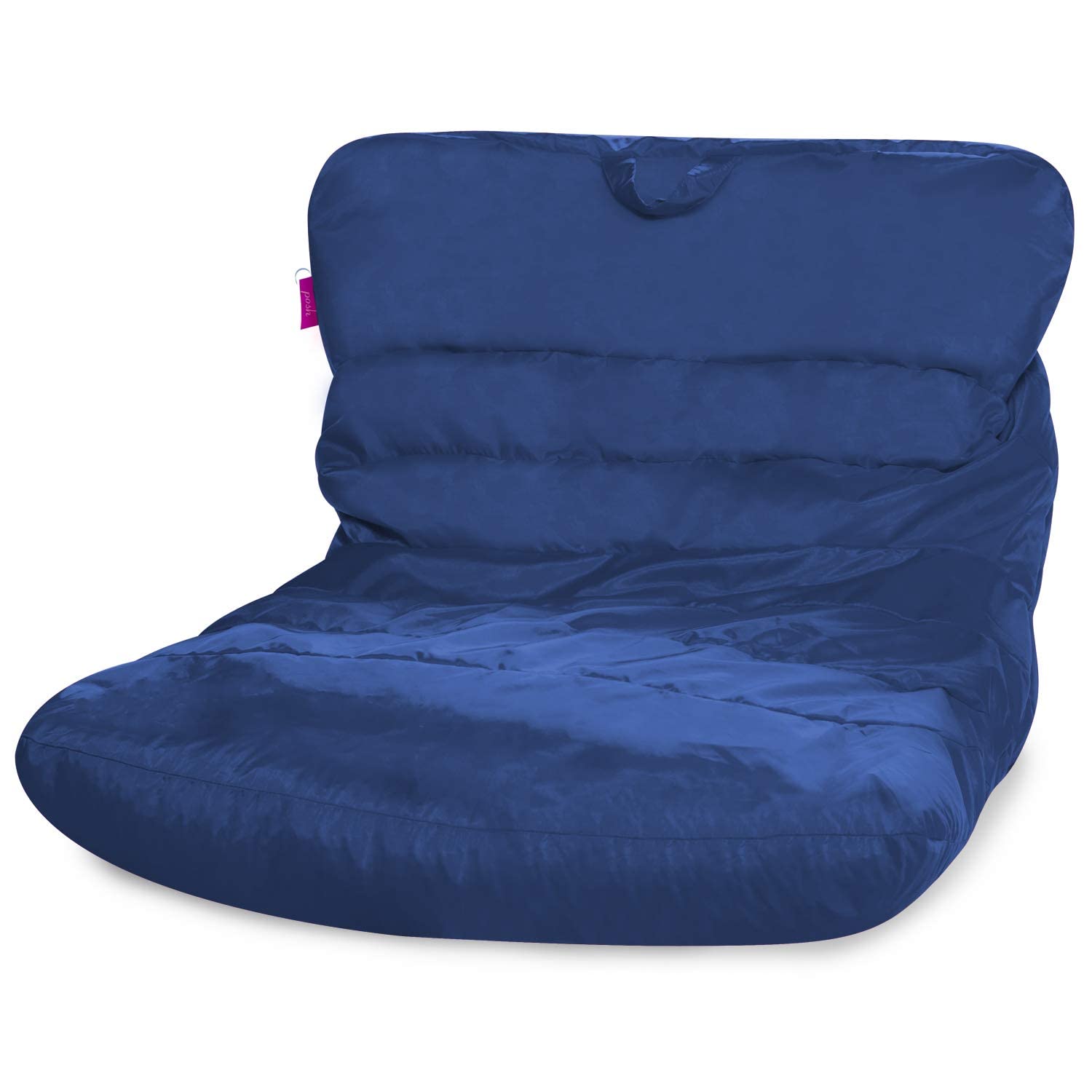 posh creations structured comfy seat for bedrooms and dorm rooms, large bean bag chair, laguna lounger, navy