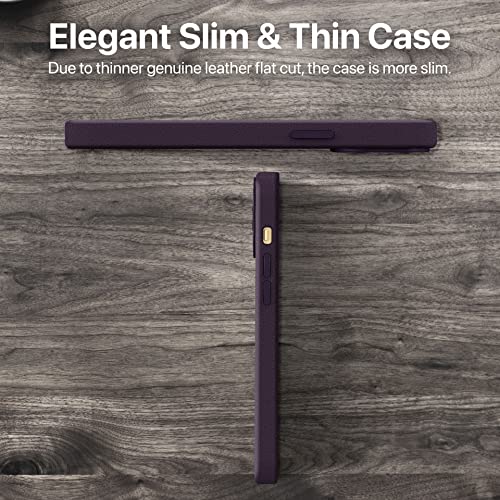 Image of Vaku Luxos Lexza for iPhone 14 Plus Cover Case, Premium Leather, Military-Grade Metal Ring Camera Protection, Slim, Thin Compatible with iPhone 14 Plus Back Cover (Purple)