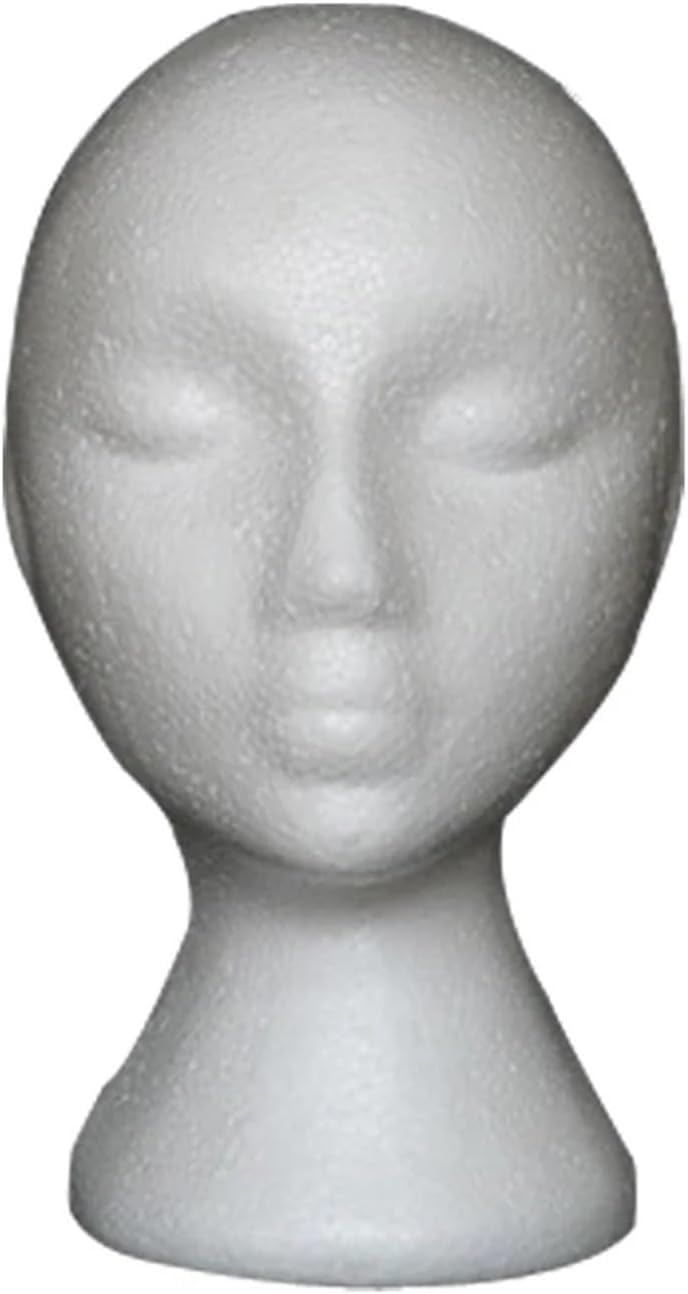 CONGRUI White Foam Head For Wig Display Female Mannequin Model Stand Hat Cap Holder Styrofoam