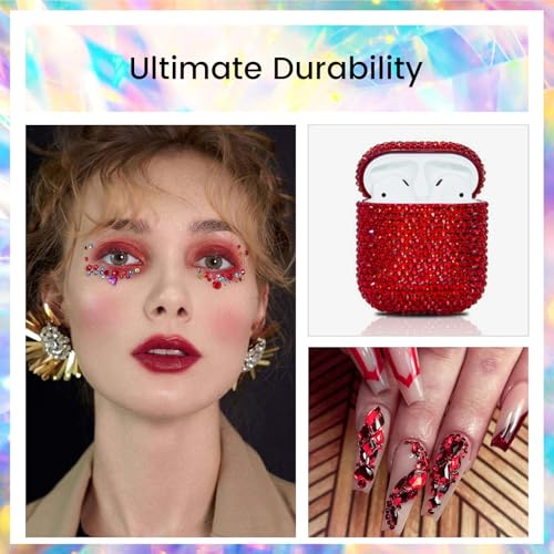 Image of Rhinestones Flatback Rhinestones for Crafts Glass Nail rhinestones Nail Gems Crystals Non Hotfix Rhinestones for Makeup Bags Shoes Decoration DIY(SS6,1440pcs,Dark Siam)
