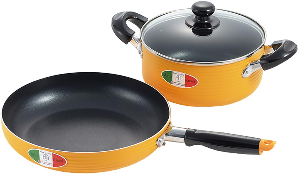 Amazon｜アンナロッシ IH対応 アルミ 両手鍋 20cm & フライパン 26cm