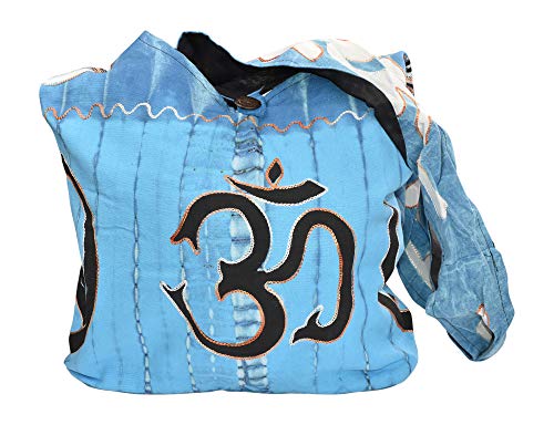 Mandala Crafts Hippie Bag - Boho Bag - Hobo Hippie Purse - Indie Style Hippie Crossbody Bag - Blue Om Bohemian Sling Shoulder Bag