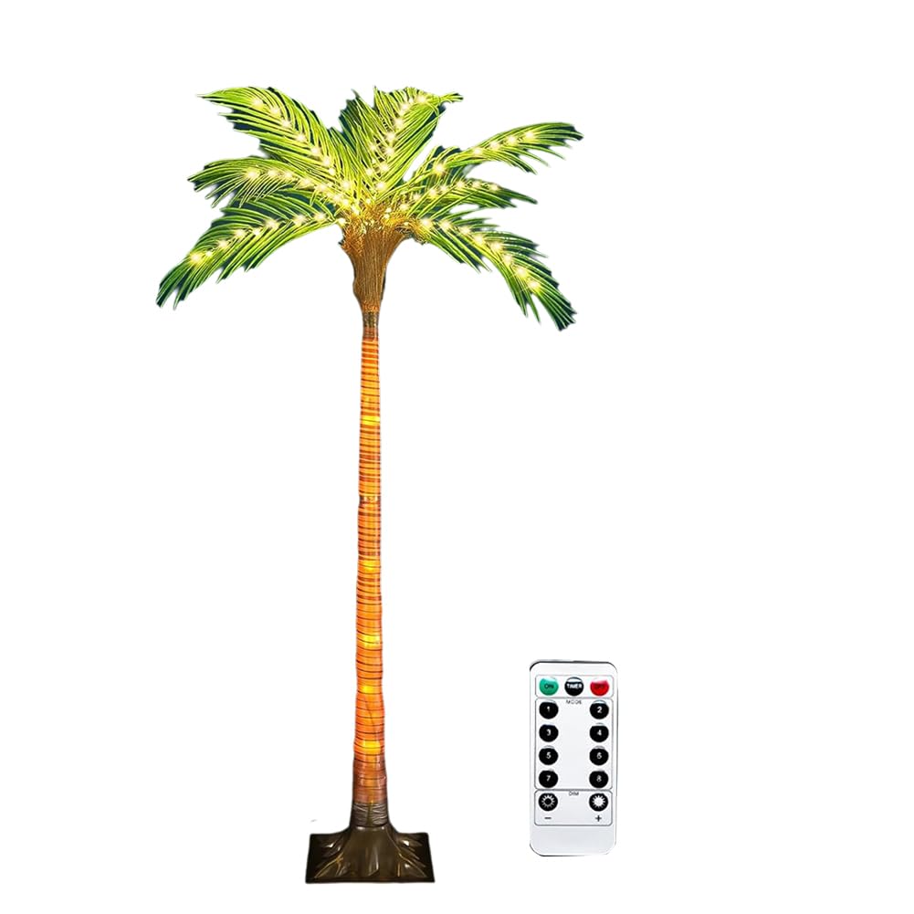 Wesafrae Artificial Palm Tree 4.6FT Solar Powered Outdoor Decoration with 110 LED Lights for Patio for Pool Bar