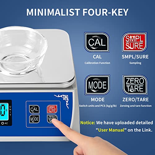 Meiya High Precision Scale 10Kg X 0.1G Electronic Industrial Weighing Scale Digital Lab Scale Portable Analytical Balance Counting Scale Jewery Kitchen Scale (10Kg/22Lb X 0.1G/0.0002Lb) #TOP2