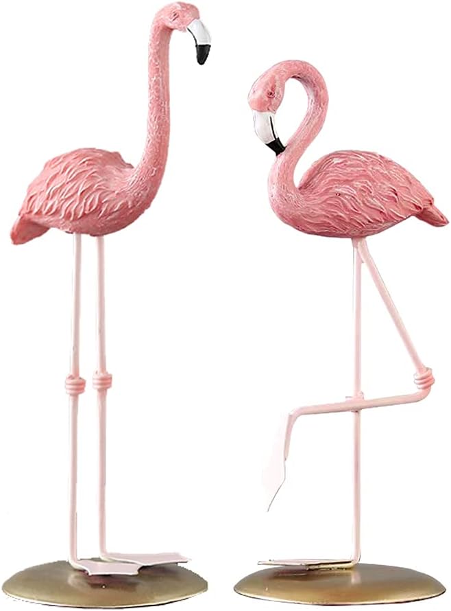 Resin Pink Flamingo Ornaments Statue Tabletop Decorations Figurines Collectible Decoration GiftHome Decor Wedding (Set of 2)