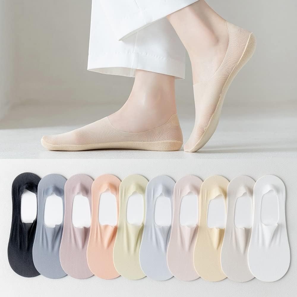 ELEG & STILANCE Women's Low Cut Invisible Net Socks No Show Loafer Toe Anti Slip Foot Socks Set For Sneaker and Loafers (IN, Alpha, Free Size, 5, Net Socks 2) 4