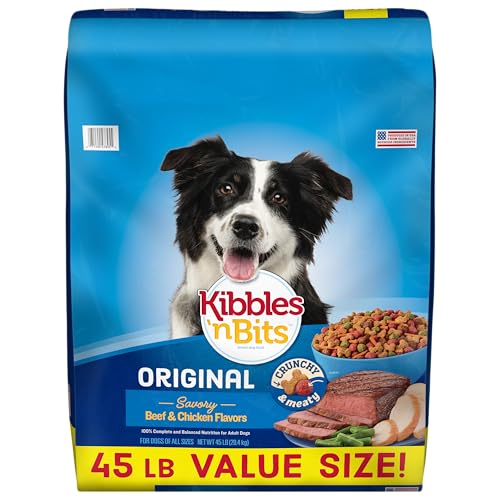 Kibbles 'n Bits Original Dry Dog Food, Savory Beef & Chicken Flavors for Adult Dogs, 45 lb. Bag