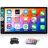 7 inch Touch Screen Double Din Car Stereo with Wired Mirror Link Bluetooth FM EQ Steering Wheel Control 7 Color Light