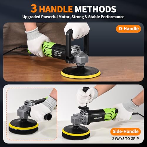Image of Buffer Polisher, 1600W 6 inch /7 inch Rotary Car Polisher with 7-Speed(1600-3500 RPM), Car Buffers and Polishers Kit for Cars, Boats, Floors, Furniture