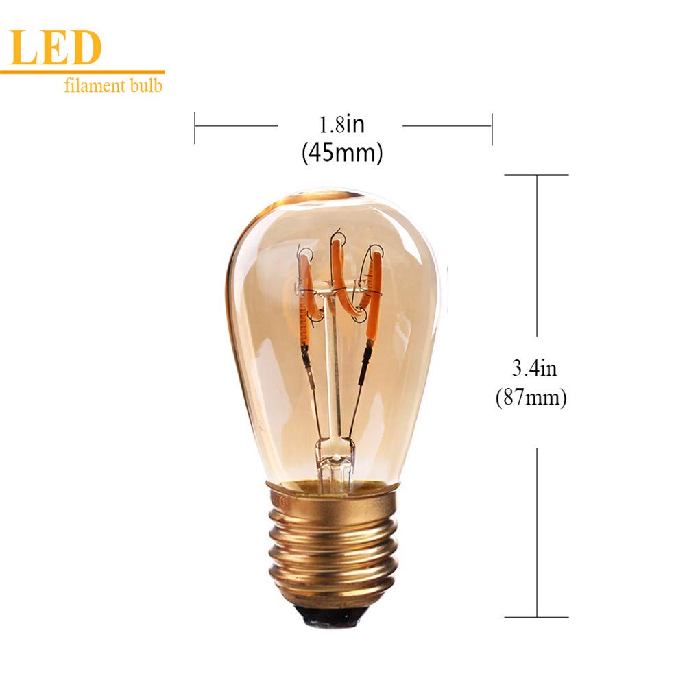 Żarówka, żarówka vintage S14, spiralna kula ze szkła E27, bursztynowa, ściemnialna, 2200 K, dekoracyjna, 30 W, odpowiednik żarówki do domu, ściemnialna, 5 szt.