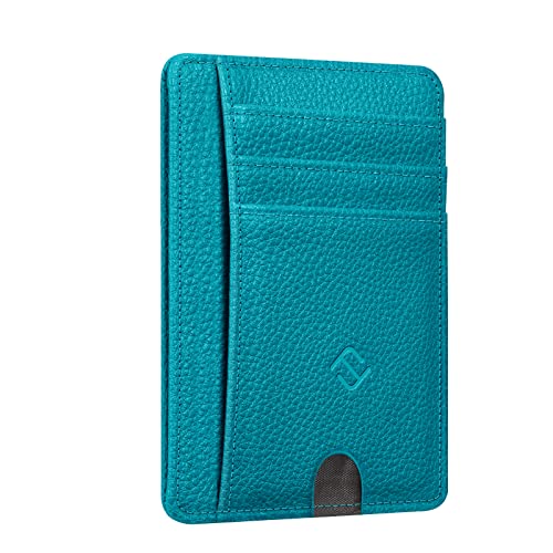 Image of FINTIE Slim Minimalist Front Pocket Wallet, RFID Blocking Credit Card Holder Card Cases with ID Window for Men Women (Legacy Teal)