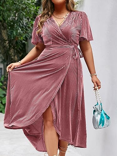 Image of BerryGo Women's Velvet V Neck Wrap Semi Formal Dress Cocktail Party Maxi Dress for Wedding Guest