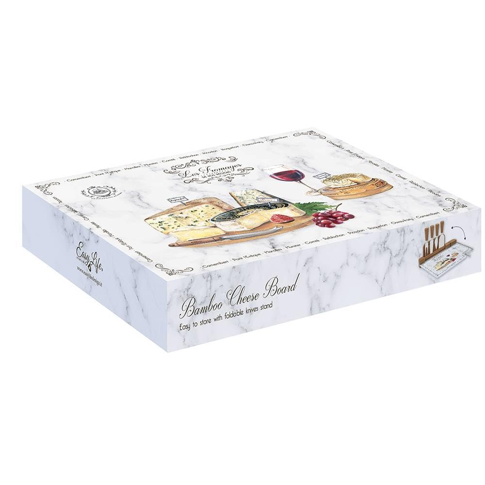 Coffret Plateau A Fromage 31,5X20CM en Verre ET Bambou