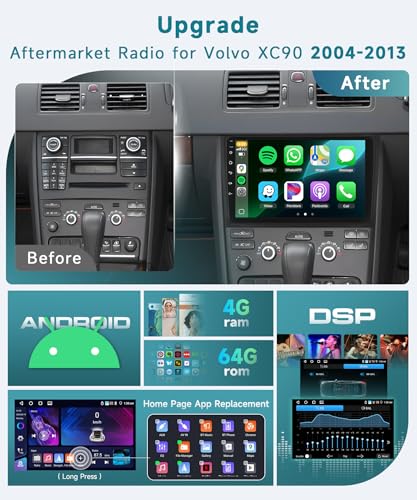 Radio Android 10.1” para Volvo XC90 2004-2013 miniatura 3