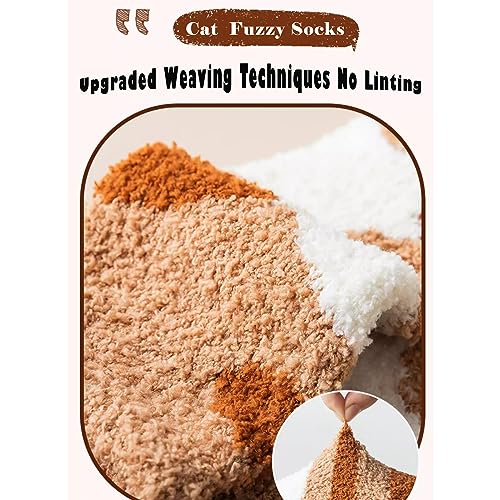 Fuzzy Socks for Women Cute Cat Paw 5 Pairs Winter Fluffy Cozy Plush Slipper Socks With Gift Box for Women Girls Gifts4