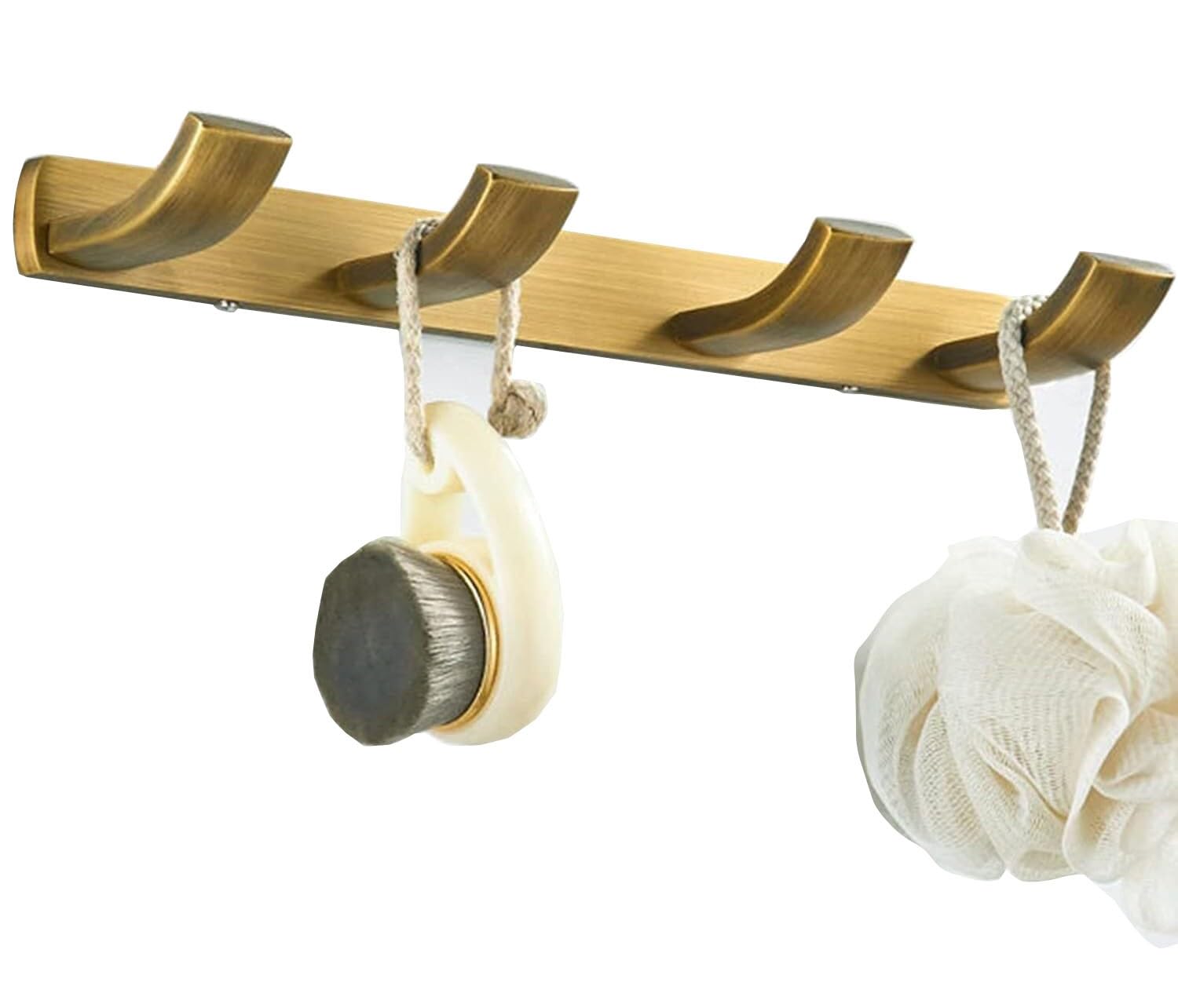Lcanallyms A Wall Hooks, Coat Rack Wall Mounted, 4 Hooks Metal Hook Rail Hanger For Hanging Clothes, Hat, Towel, Purse Robes In Bathroom, Entryway, Bedroom, Living Room,Gold(A)