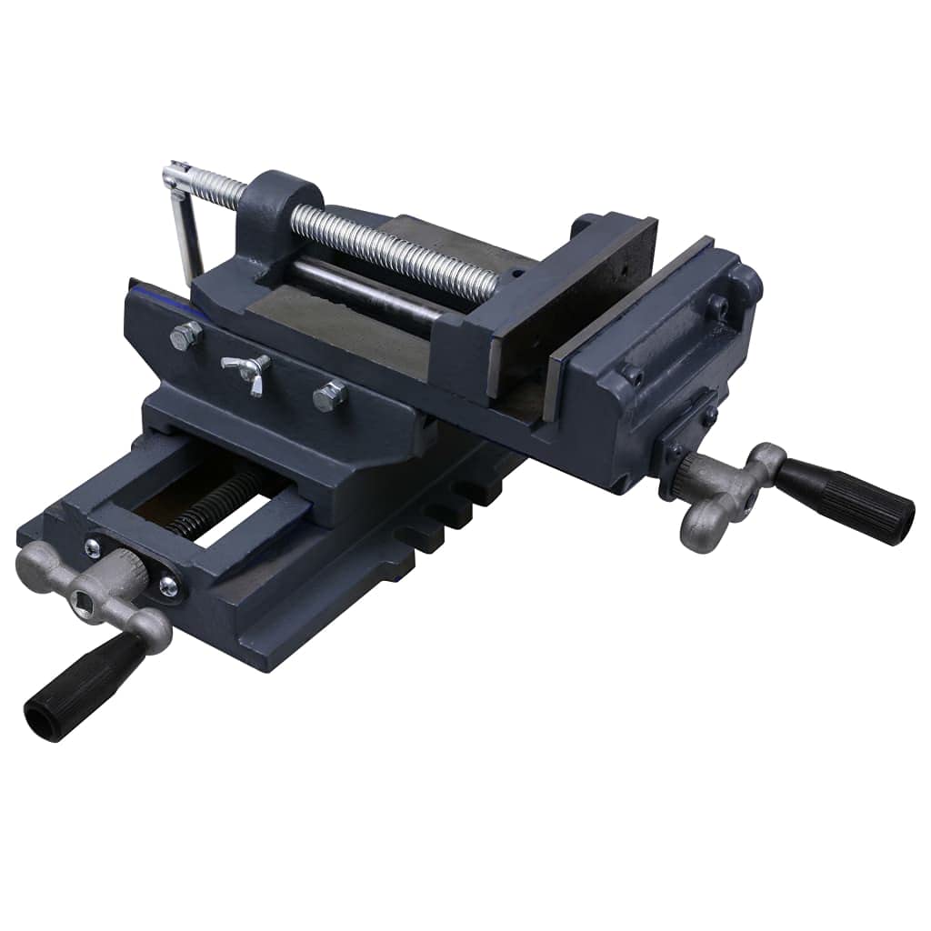 Tornillo de banco en cruz de 127 mm de hierro fundido con 130 mm de ancho de sujeción y ejes de 95 mm para taller, carpintería y metales, sujeción precisa y fijación
