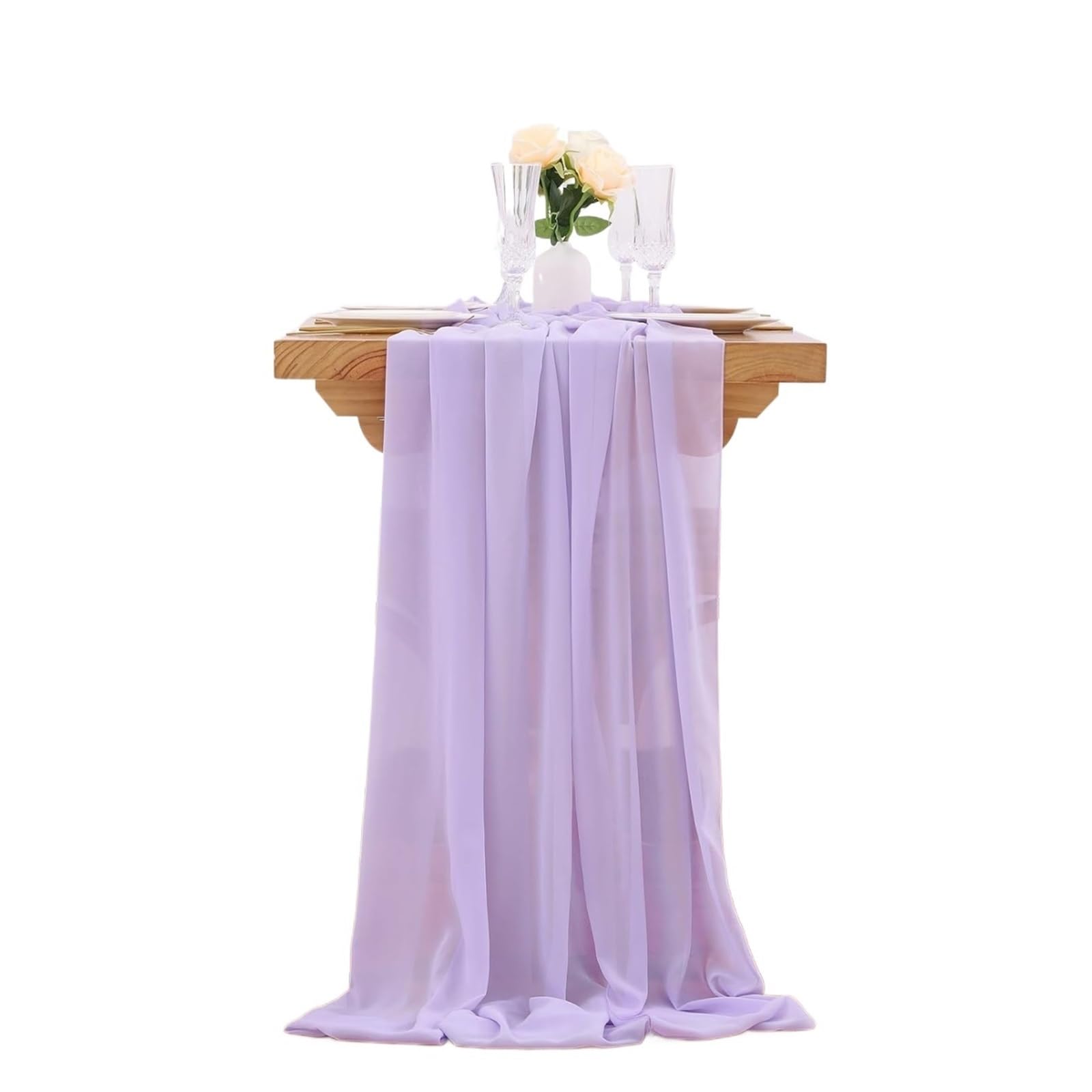 Chiffon Table Runner Chiffon Table Runner, Gauze Wedding Arch Chair Sashes ,for Party Festival Birthday Decor(Light Purple,70x300cm)
