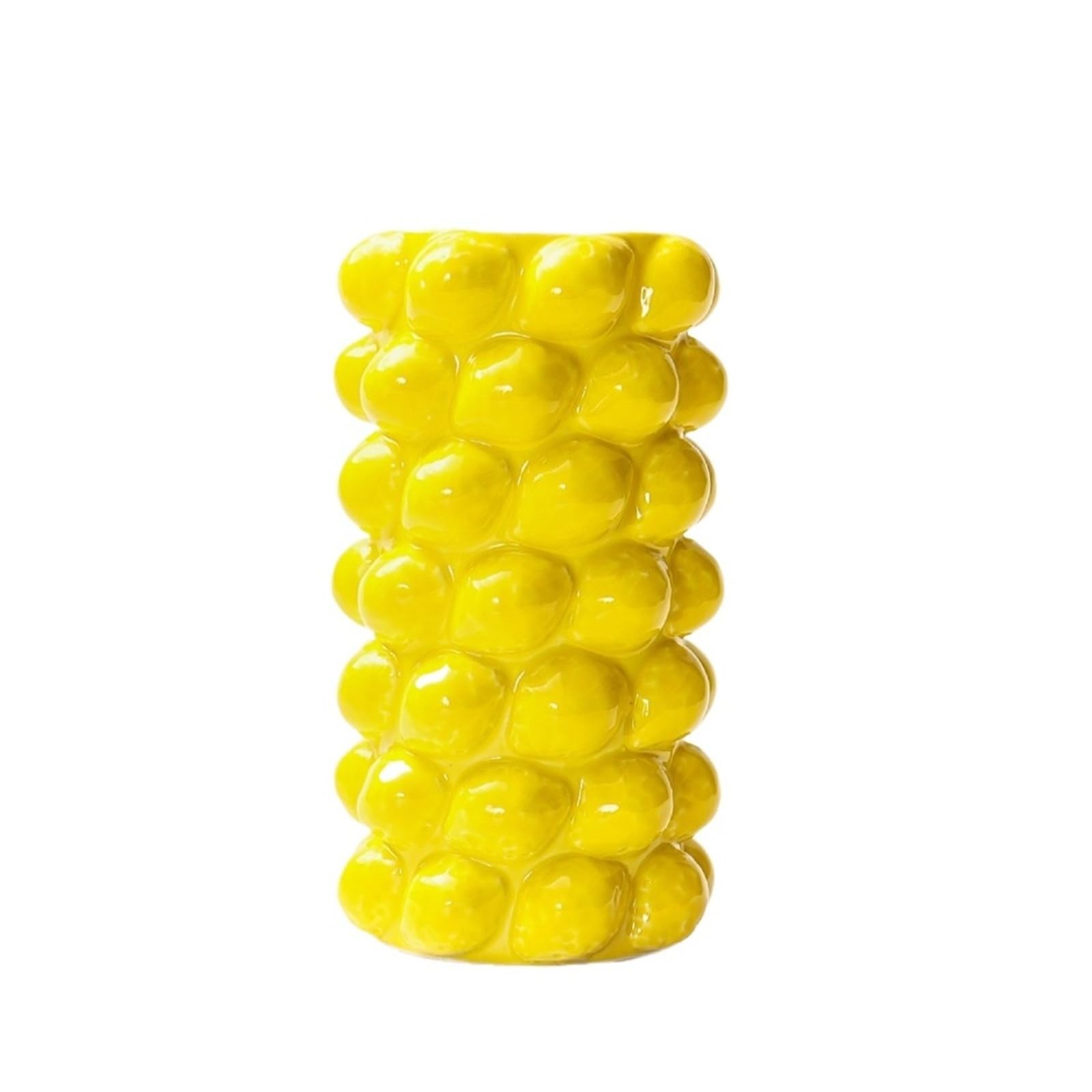 Fruit Vases Fruit Lemon Ceramic Vase Strawberry Flower Arrangement Desktop Ware Ornaments(Yellow)