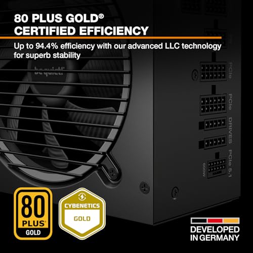 Image of be quiet! Pure Power 13 M 750W Power Supply, 80 Plus Gold Certification, ATX 3.1 PSU, Support for PCIe 5.1 GPUs, semi-Passive 120mm be quiet! Fan, LLC Technology, Single Rail, for Overclocked GPUs