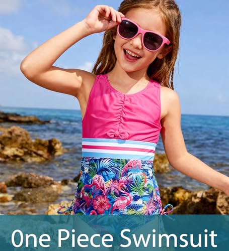 Image of BFUSTYLE Girls Swimsuit One Piece Bathing Suit 4-13 Years Sleeveless Beach Swimwear