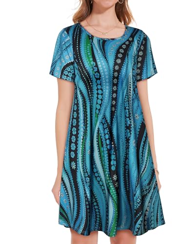 Image of JOLIGAL Summer Dresses for Women Casual Short Sleeve Sundress Scoop Neck Beach T Shirt Dress with Pockets 2026