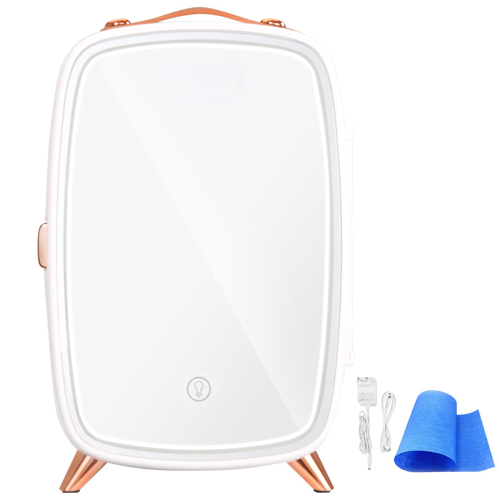 Happybuy 6L Mini Skincare Refrigerator with HD Mirror & LED Light – Portable Cosmetic Fridge for Beauty Products, Face Masks & Beverages – AC/DC Powered for Bedroom, Office & Travel (White) | Fridge.com