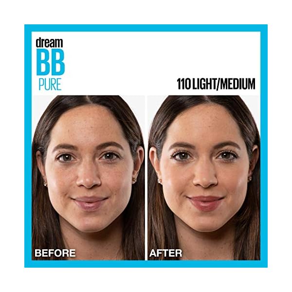 Maybelline Dream Pure Skin Clearing BB Cream, 8-in-1 Skin Perfecting Beauty Balm With 2% Salicylic Acid, Sheer Tint Coverage, Oil-Free, Light/Medium, 1 Count