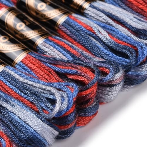 Image of FASHEWELRY 10 Skeins Embroidery Floss Friendship Bracelet String Threads 6-Ply 0.5mm Royal Blue Cross Stitch Embroidery Thread for Sewing Bracelet Making Stitching Crafts