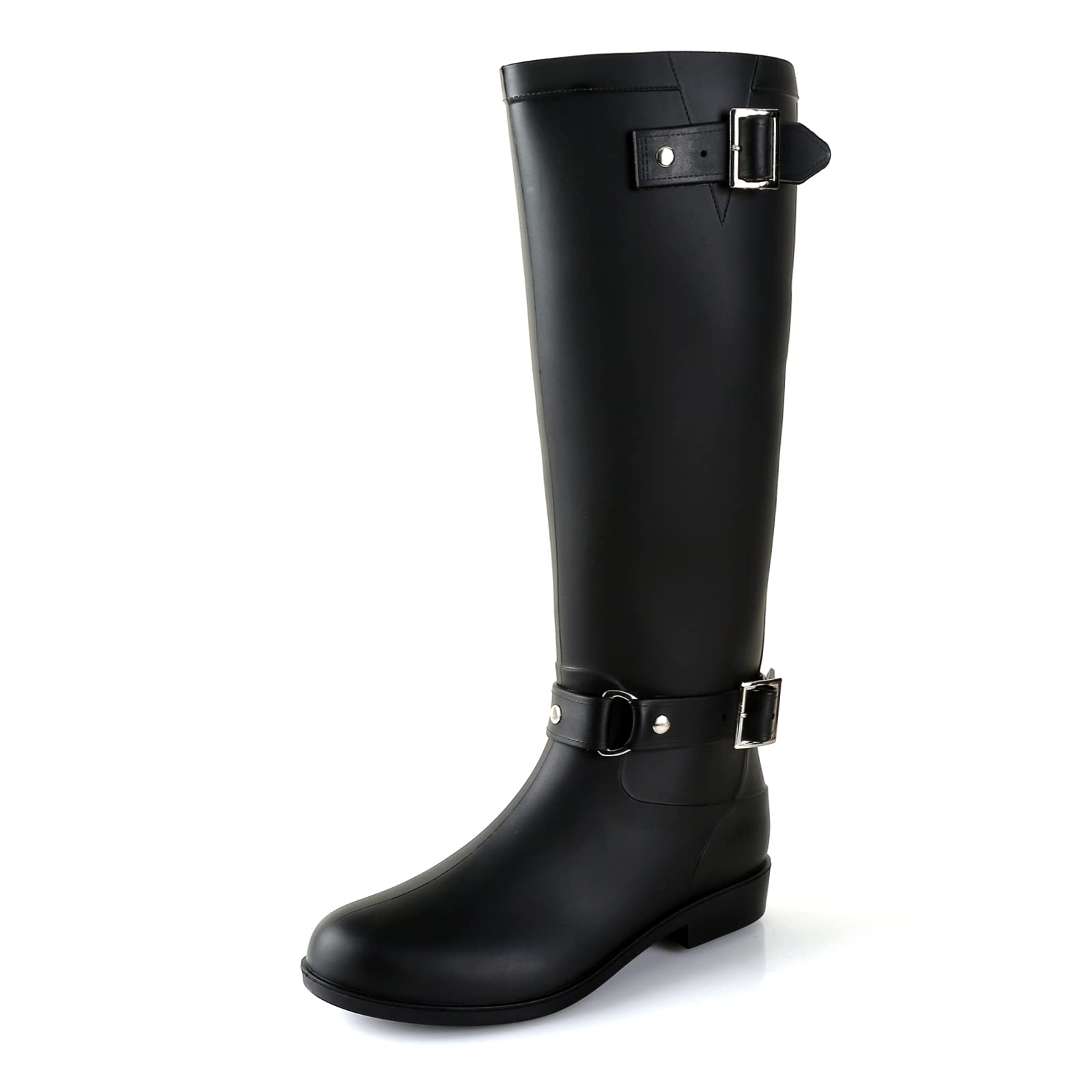 Botas de lluvia para mujer, botas de goma impermeables hasta la rodilla, cómodas y ligeras, botas de jardín para mantener el calor, botas altas de pesca para exteriores
