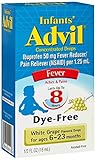Advil Concentrated Drops Fever Reducer/Pain Reliever In Dye-Free White Grape Flavor, Multicolor, 0.5 Ounce