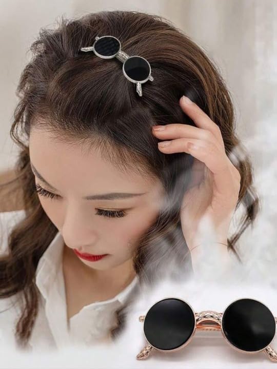 Image of Vintage Sunglasses Hair Clips for Women & Girls - Trendy Gold Y2K Fashion Glasses Spring Barrettes, Quirky Metallic Non‑Slip Hair Pins Perfect for Daily, Casual & Party Styling (Pack of 1)