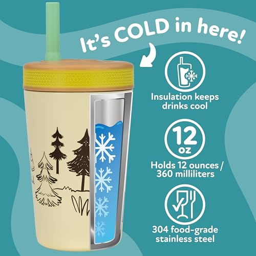 Image of Nuby Thirsty Kids Flexstraw Stainless Steel Insulated Toddler Cup - 12 oz