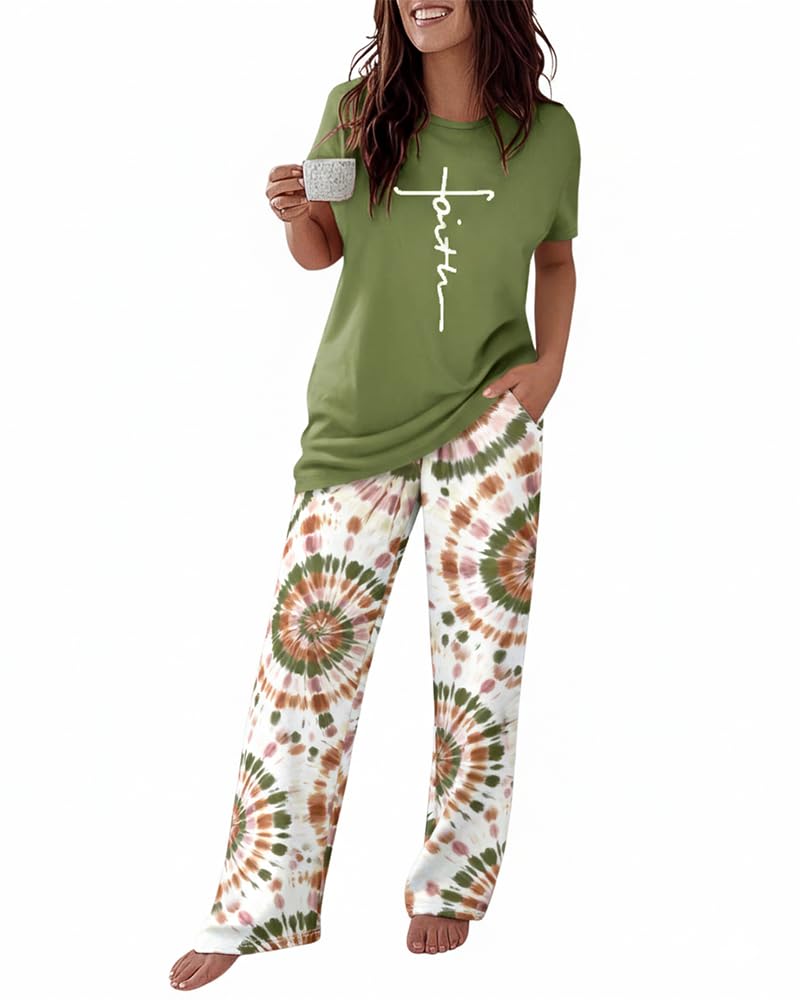 CHICME Pajama Sets for Women 2 Piece Short Sleeve Lounge Pj Sets | Comfy PJs with Pockets, Soft Stretchy Fabric, Elastic Waist, Available in S-XXL, Versatile for Year-Round Wear