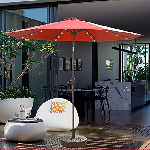 Sombrilla de jardín 2.7m roja con luz solar 2